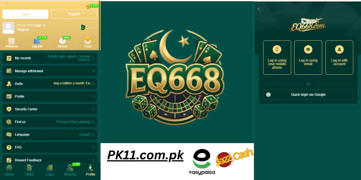 EQ 668 Game withdrawal and deposit system with fast payment method