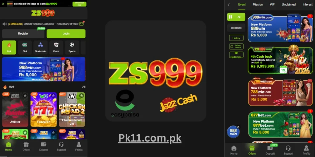 ZS9999 Game payment and withdrawal method using JazzCash and EasyPaisa in Pakistan